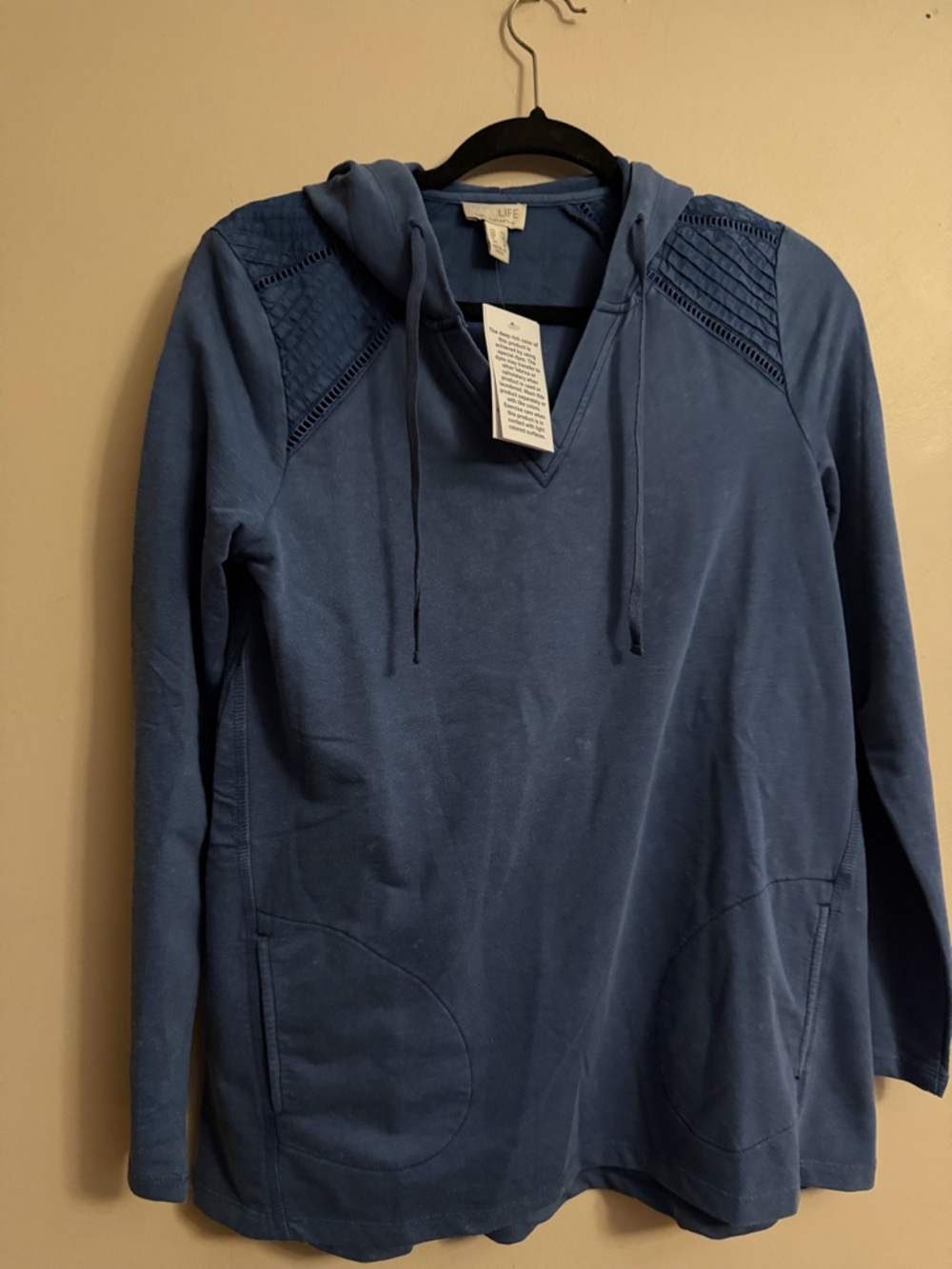 LOGO by Lori Goldstein Blue Hooded Long Sleeve Tee